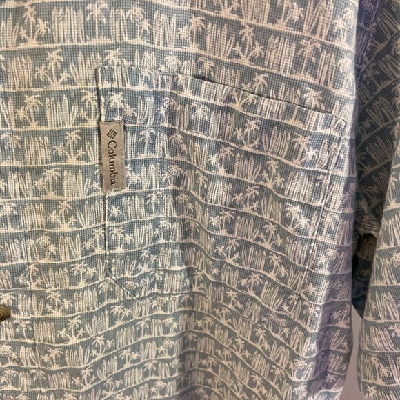 Columbia Men's Button Down Cotton Shirt Size Medium Tropical Print Short Sleeve - Picture 8 of 10